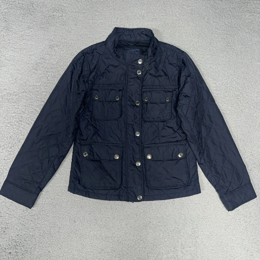 Gap Kids Jacket Youth Sz M (8) Blue Diamond Quilted Insulated Utility Coat Chore